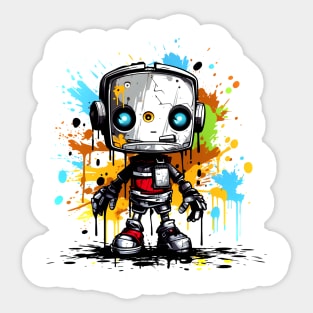 Cute cartoon Robot. Funny cyborg. Sticker